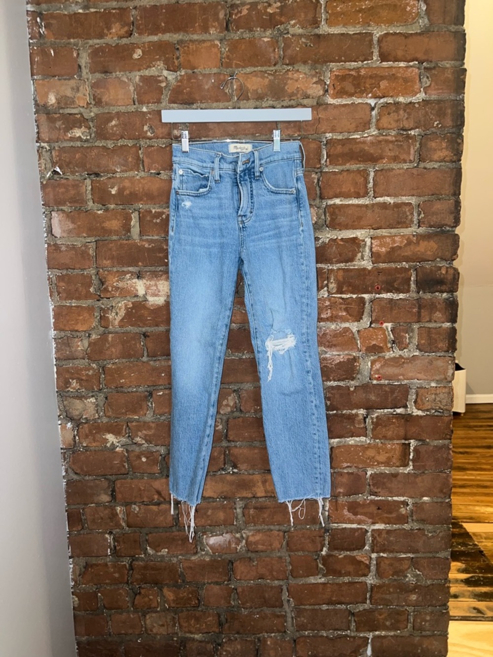 Madewell Light Blue Straight Leg Distressed Jeans